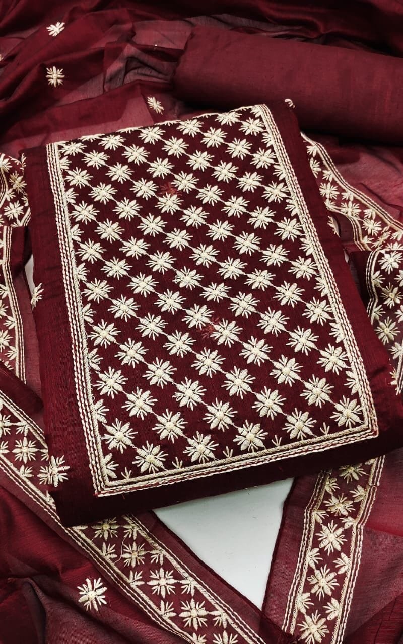 Buy Modal Chanderi Work Wholesale Dress Material