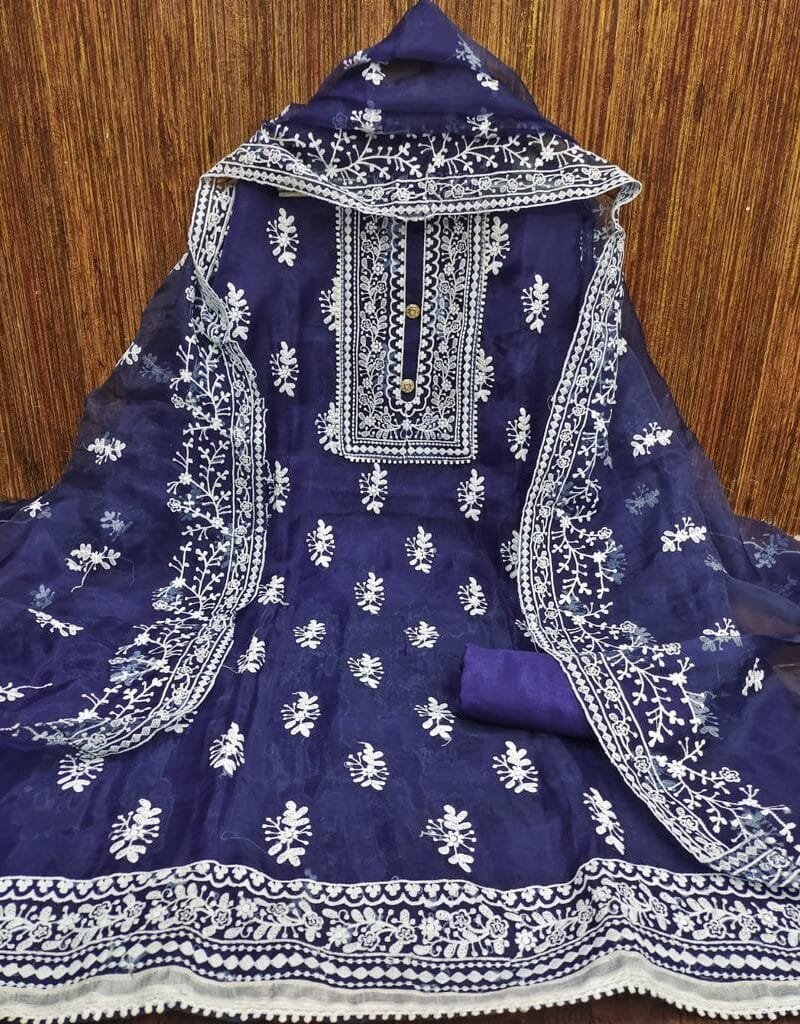 Buy Organza Silk Multi Work Wholesale Dress Material