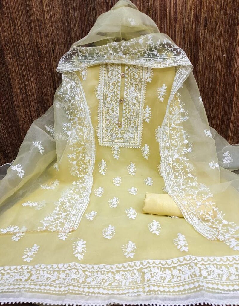 Buy Organza Silk Multi Work Wholesale Dress Material