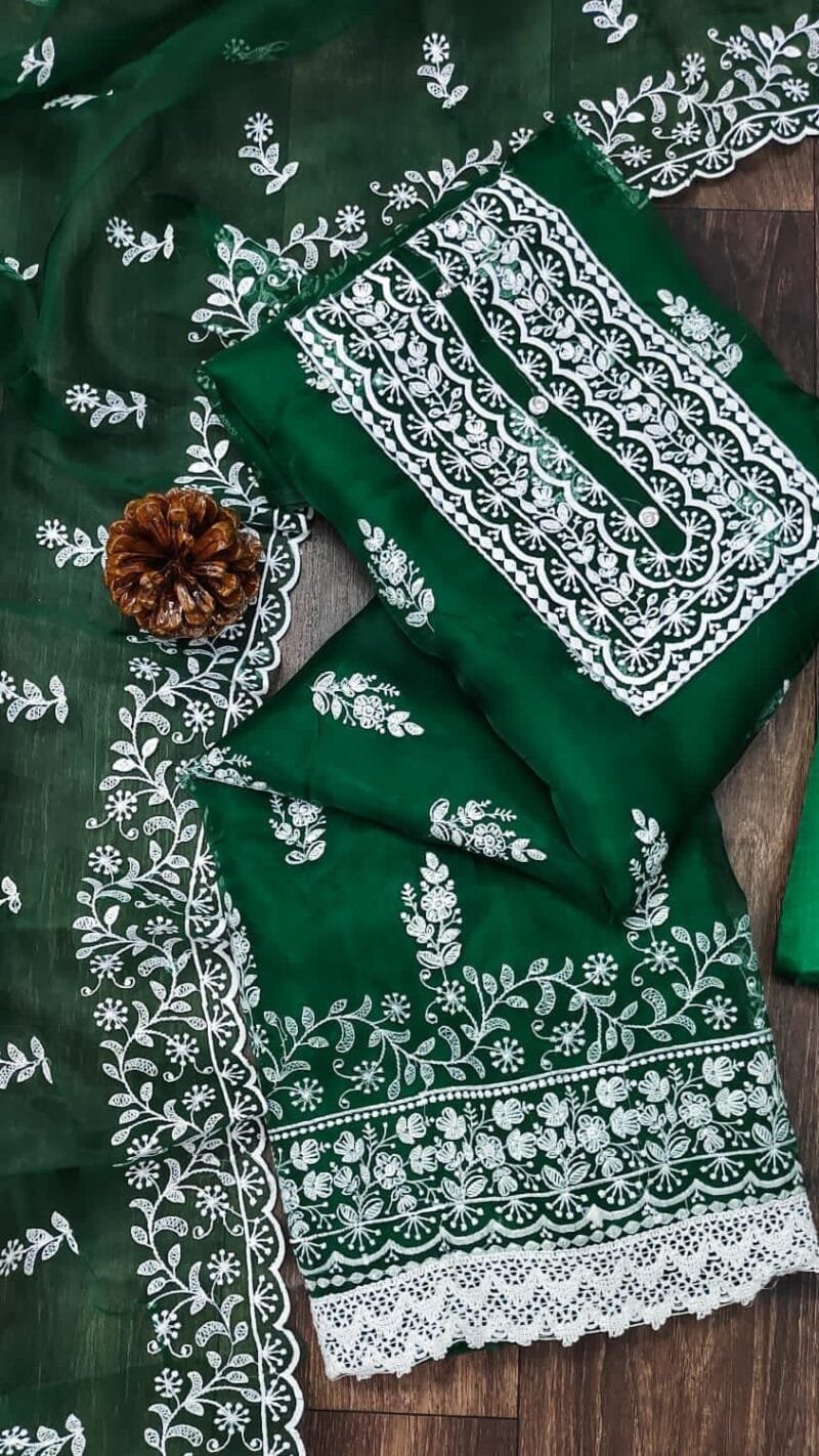 Buy Organza Silk With Multi Work Wholesale Dress Material