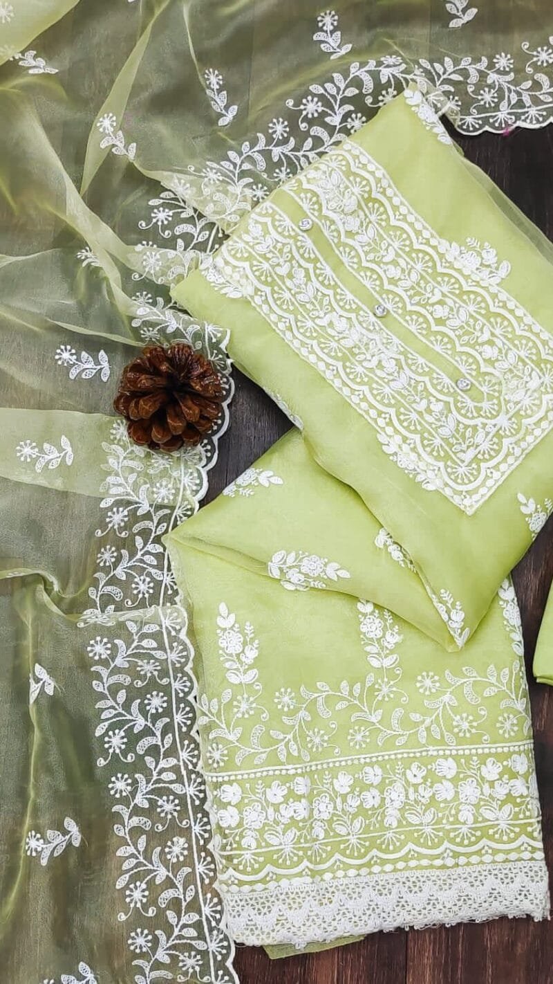 Buy Organza Silk With Multi Work Wholesale Dress Material