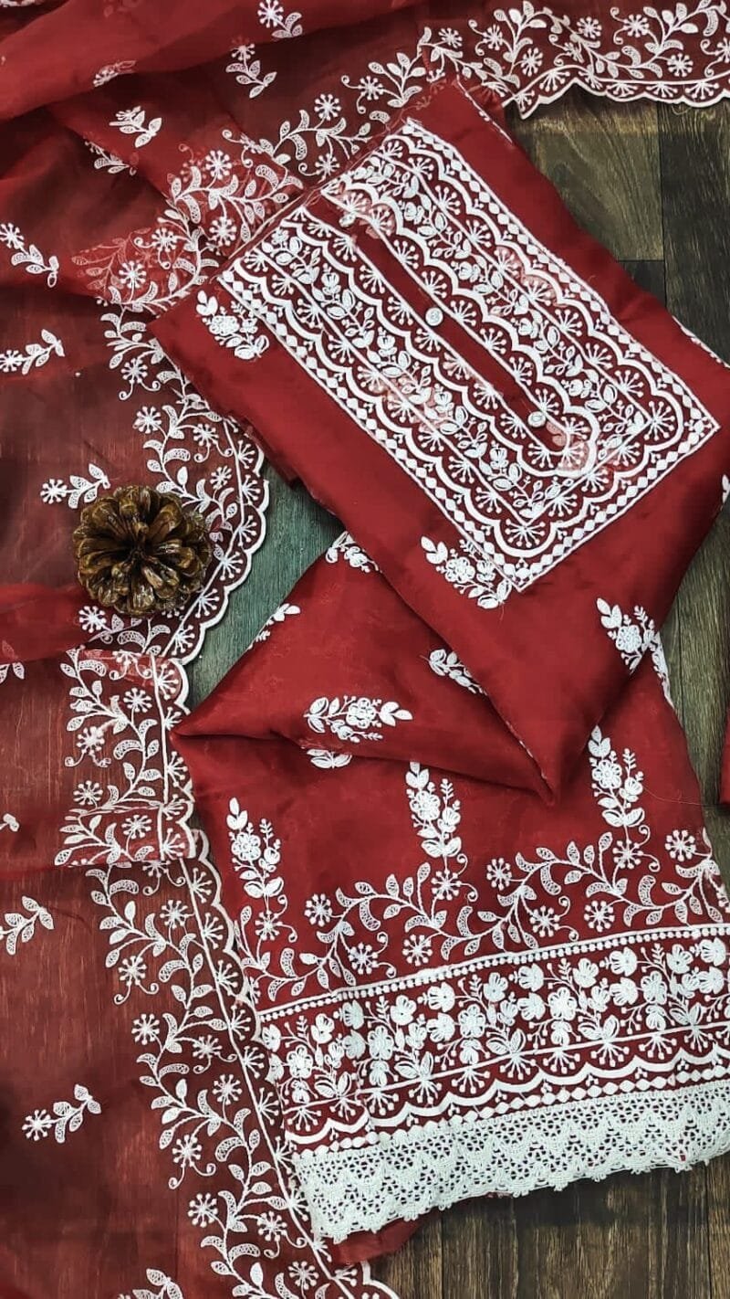 Buy Organza Silk With Multi Work Wholesale Dress Material