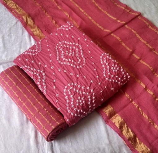 Buy Pure Cotton Satin Bandhej Print Wholesale Cotton Dress Material