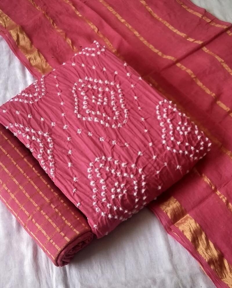 Buy Pure Cotton Satin Bandhej Print Wholesale Cotton Dress Material