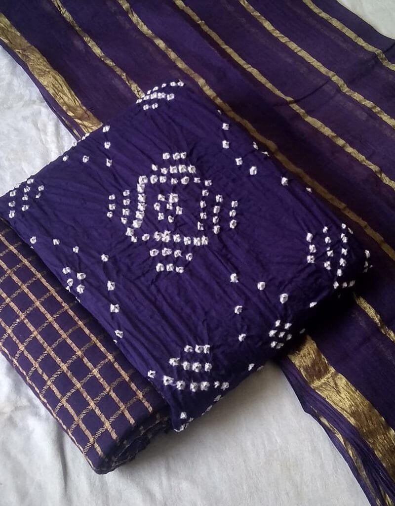 Buy Pure Cotton Satin Bandhej Print Wholesale Cotton Dress Material