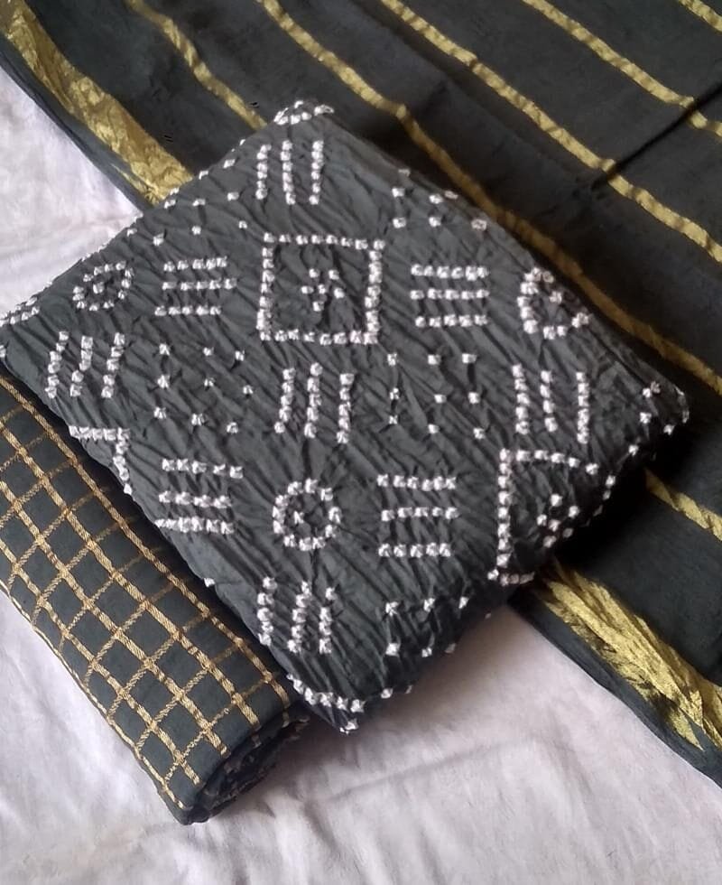 Buy Pure Cotton Satin Bandhej Print Wholesale Cotton Dress Material