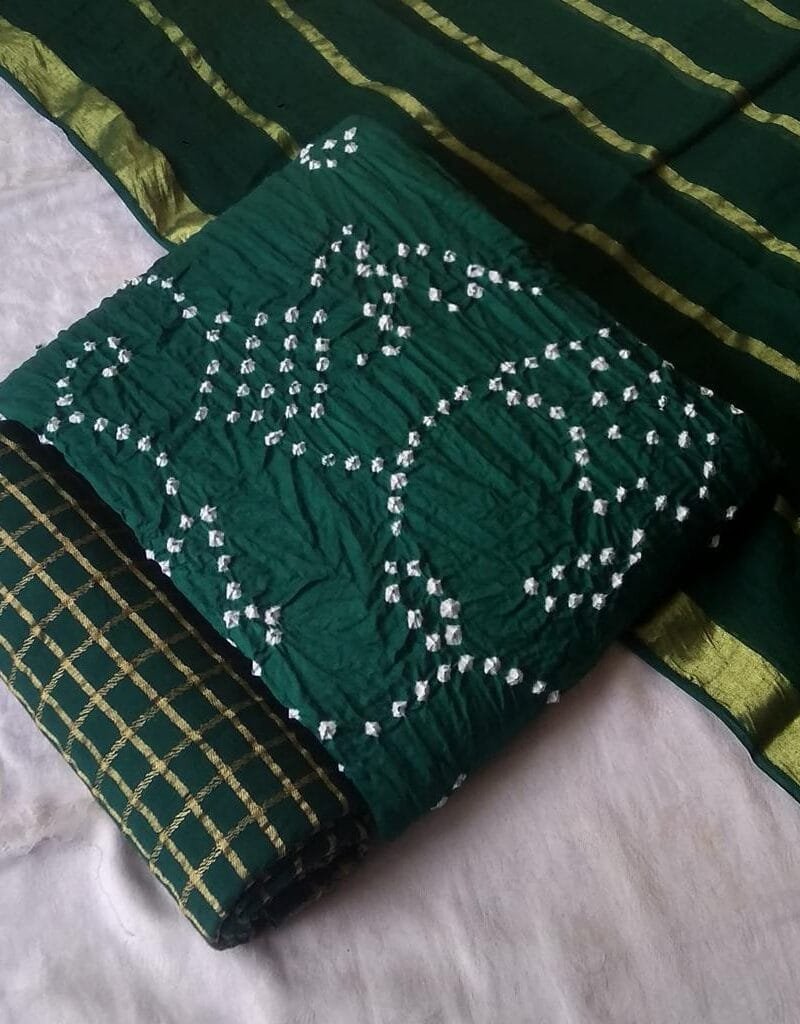 Buy Pure Cotton Satin Bandhej Print Wholesale Cotton Dress Material