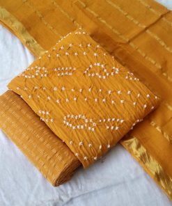 Buy Pure Cotton Satin Bandhej Print Wholesale Cotton Dress Material