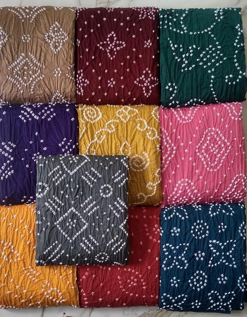 Buy Pure Cotton Satin Bandhej Print Wholesale Cotton Dress Material