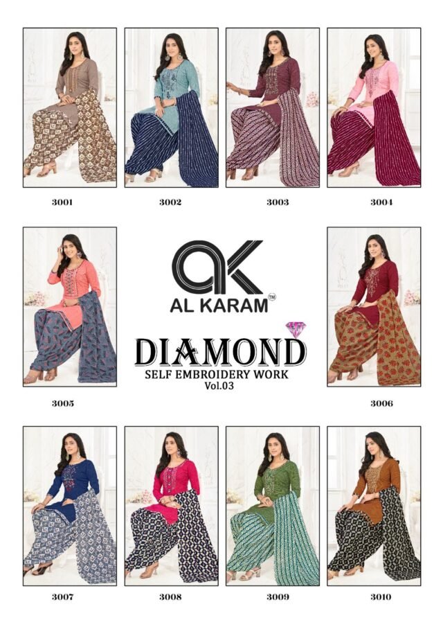 Diamond Vol 3 Al Karam Wholesale Cotton Dress Material