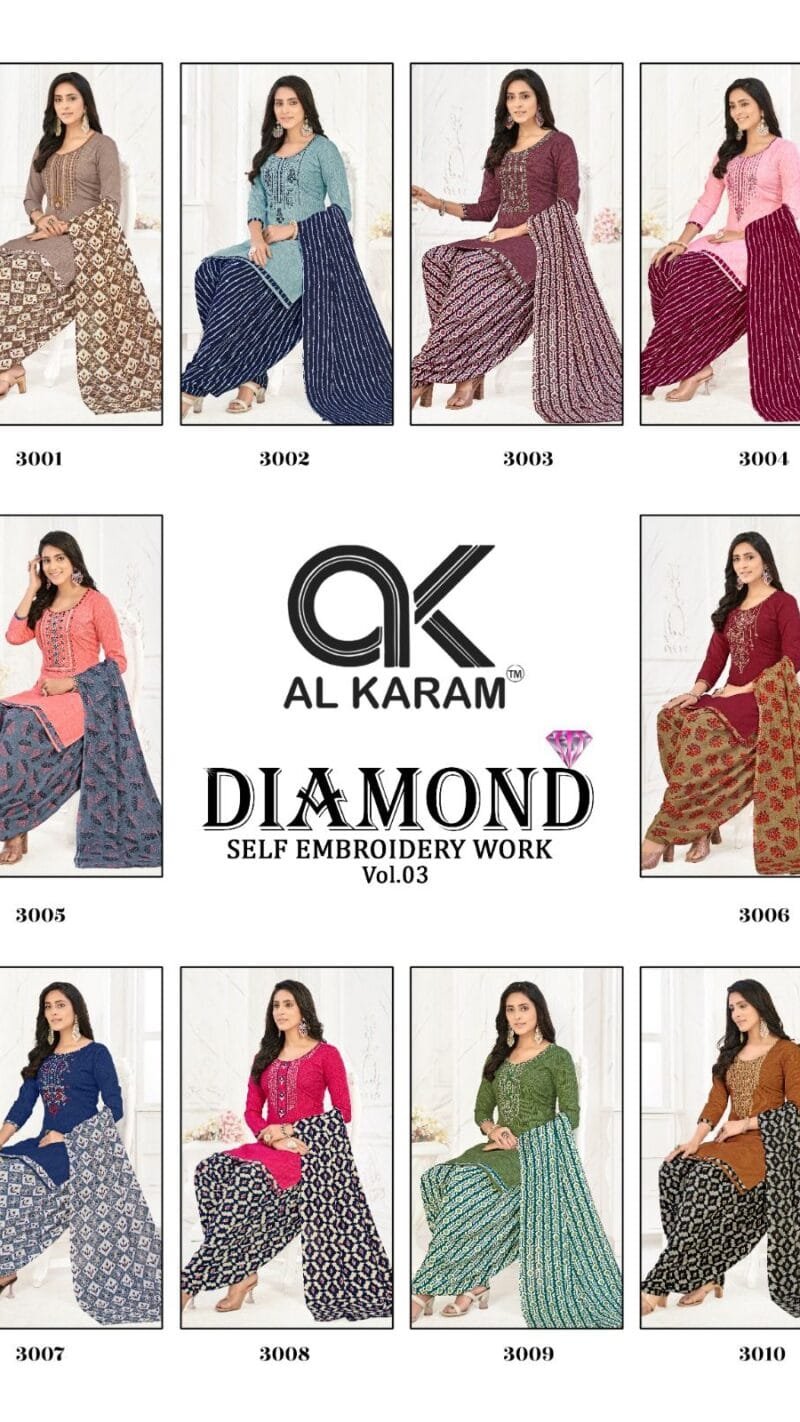Diamond Vol 3 Al Karam Wholesale Cotton Dress Material