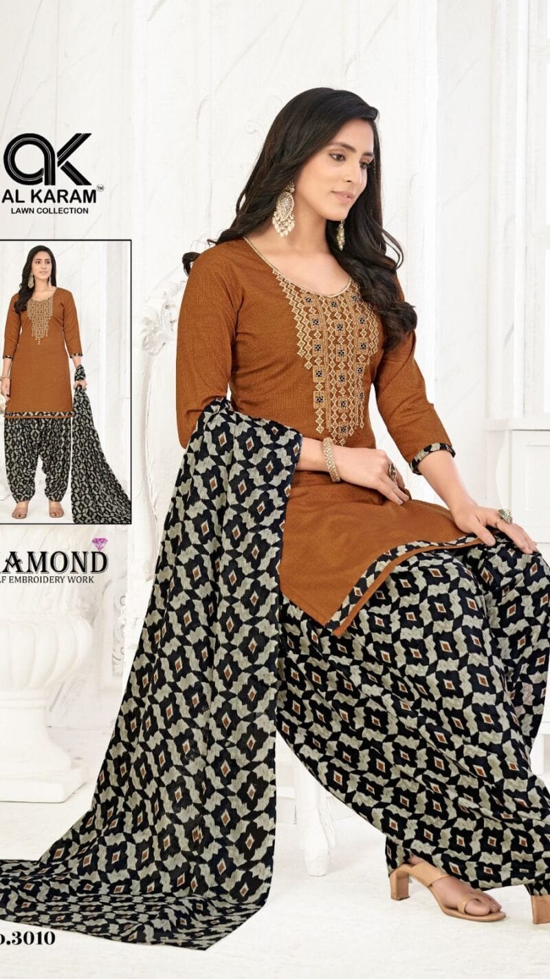 Diamond Vol 3 Al Karam Wholesale Cotton Dress Material