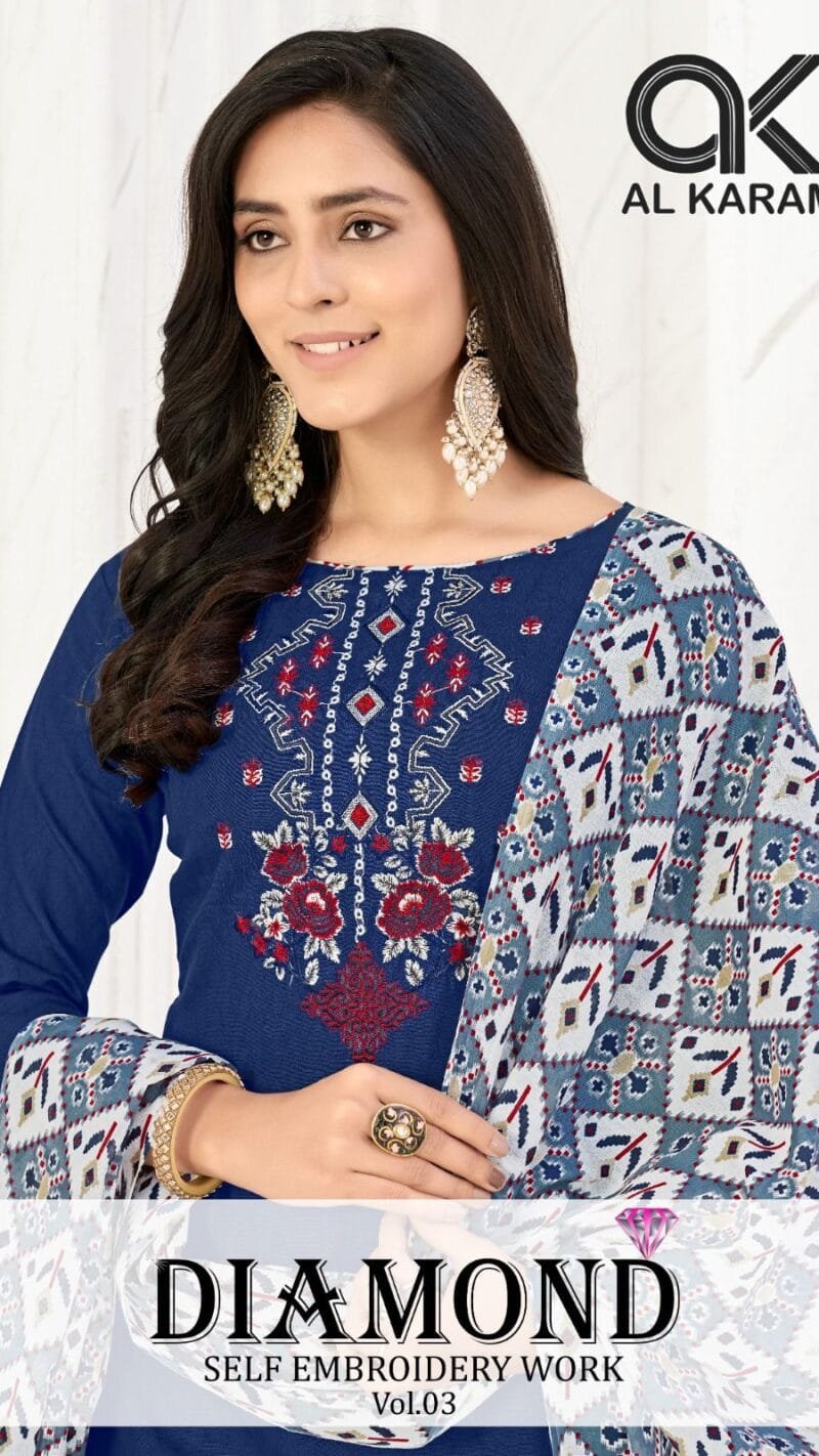 Diamond Vol 3 Al Karam Wholesale Cotton Dress Material