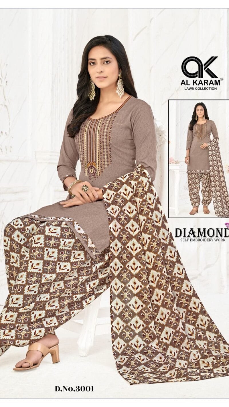 Diamond Vol 3 Al Karam Wholesale Cotton Dress Material