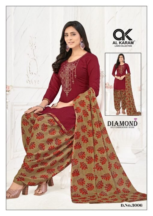 Diamond Vol 3 Al Karam Wholesale Cotton Dress Material
