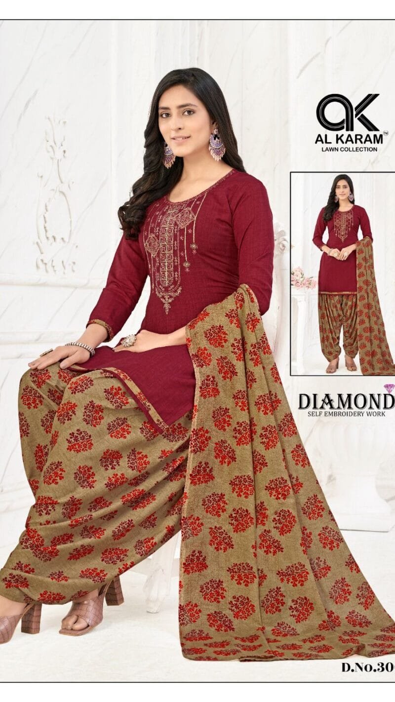 Diamond Vol 3 Al Karam Wholesale Cotton Dress Material