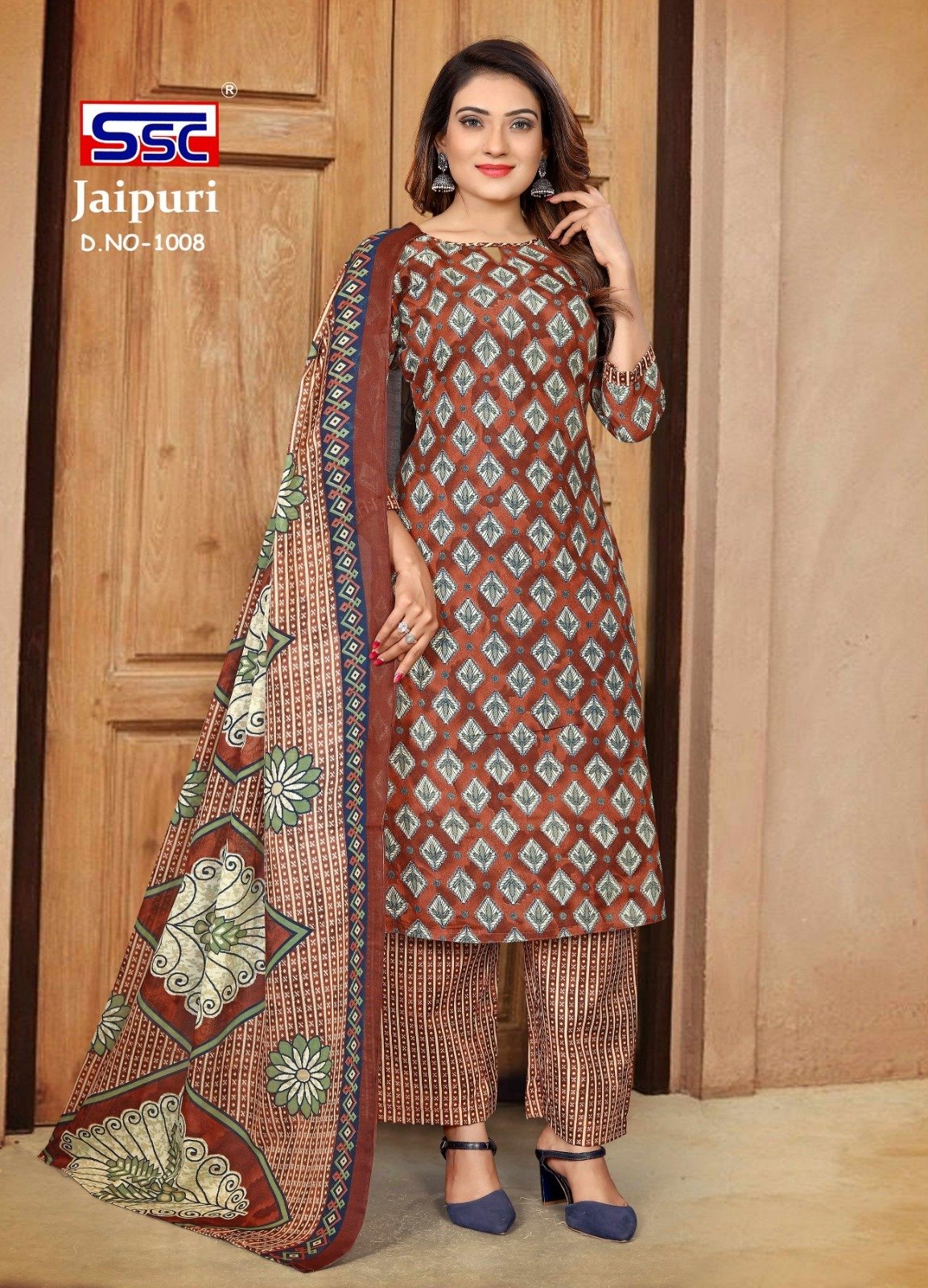 Pure Jaipuri Suit with Mul Cotton Dupatta