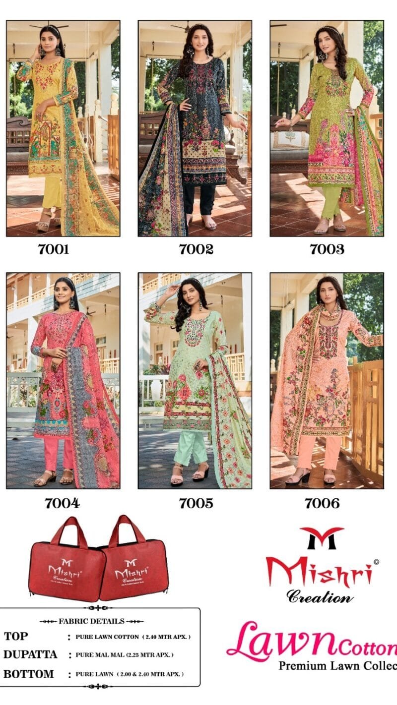 Lawn Cotton Vol 7 Mishri Creation Wholesale Cotton Dress Material