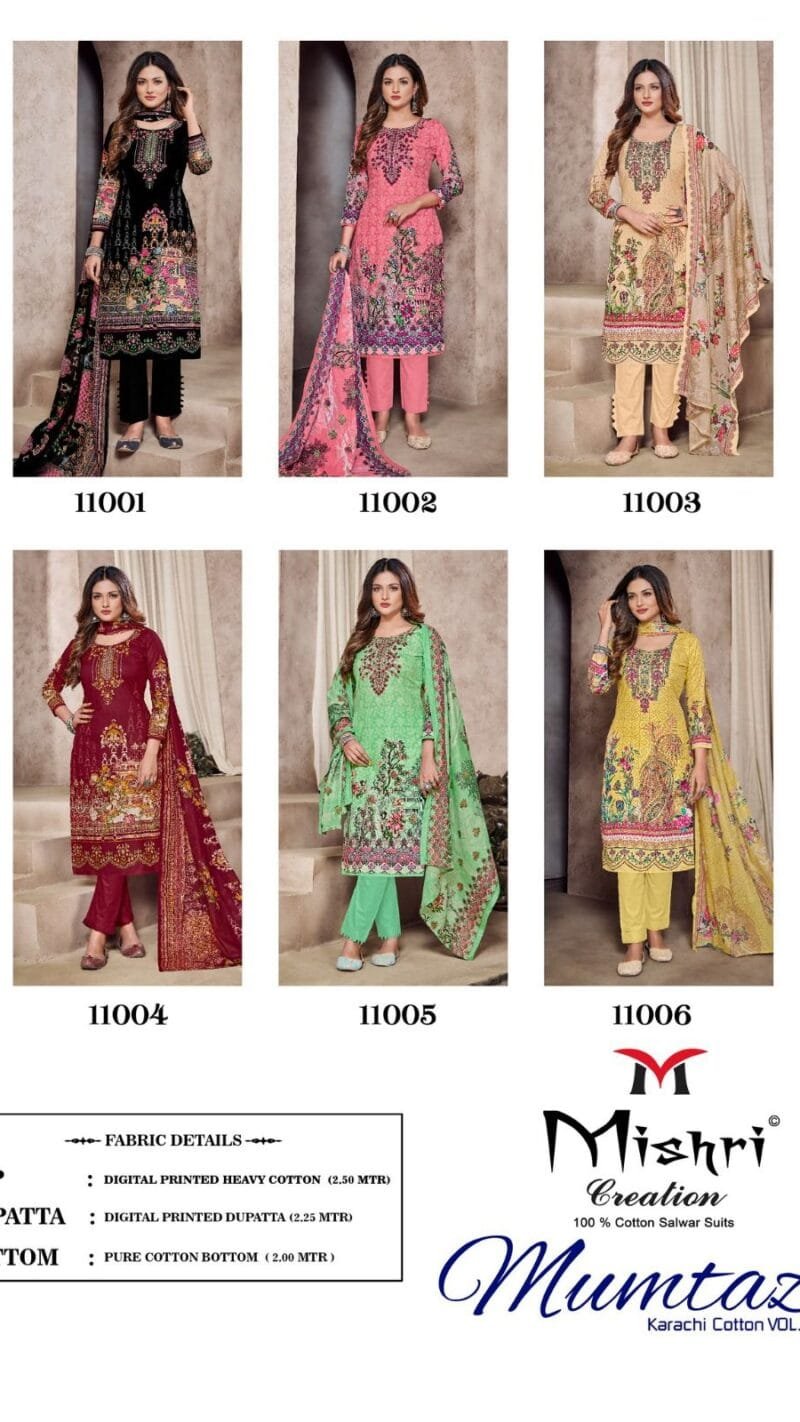 Mumtaz Vol 11 Mishri Creation Wholesale Cotton Dress Material