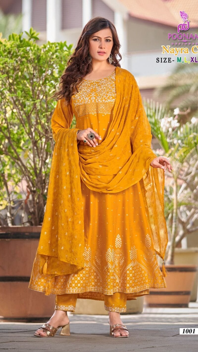 Nayra Cut Poonam Designer Readymade Top Pant Dupatta