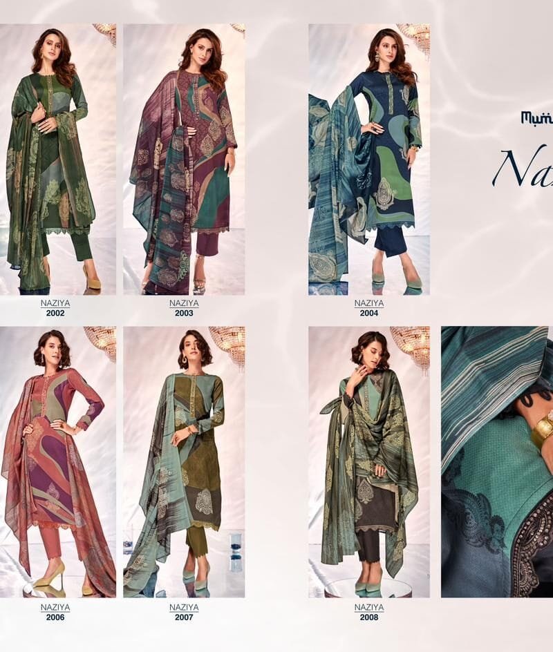 Naziya Mumtaz Arts Pure Jam Satin Digital Print Suits