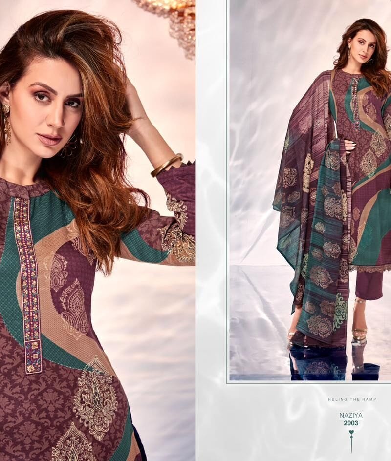 Naziya Mumtaz Arts Pure Jam Satin Digital Print Suits
