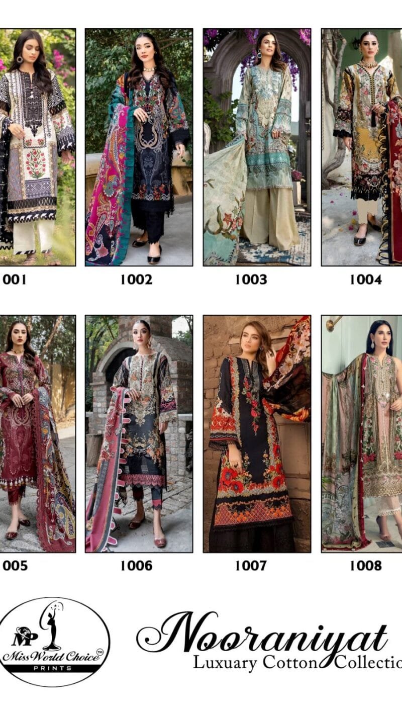Nooraniyat Vol 1 Miss World Choice Wholesale Cotton Dress Material