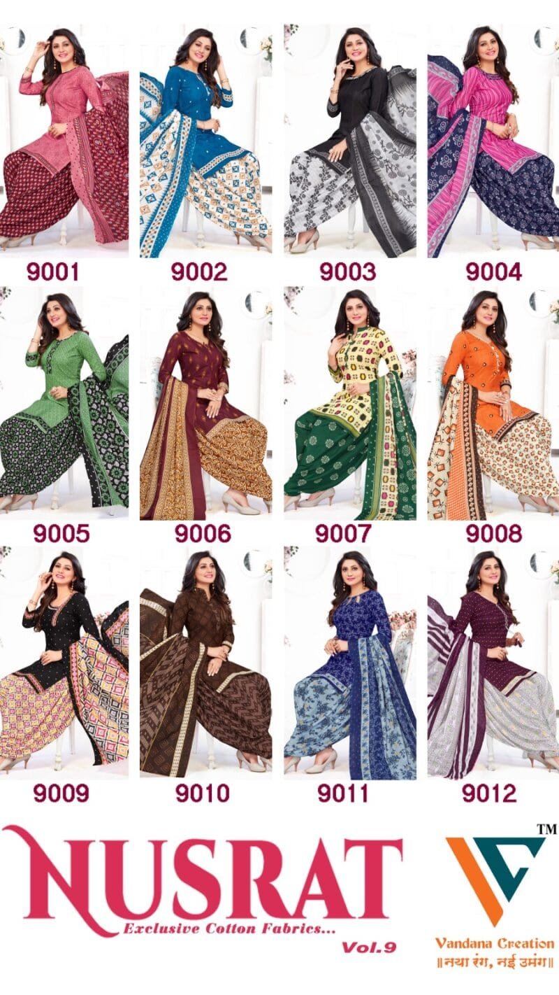 Nusrat Vol 9 Vandana Creation Wholesale Cotton Dress Material