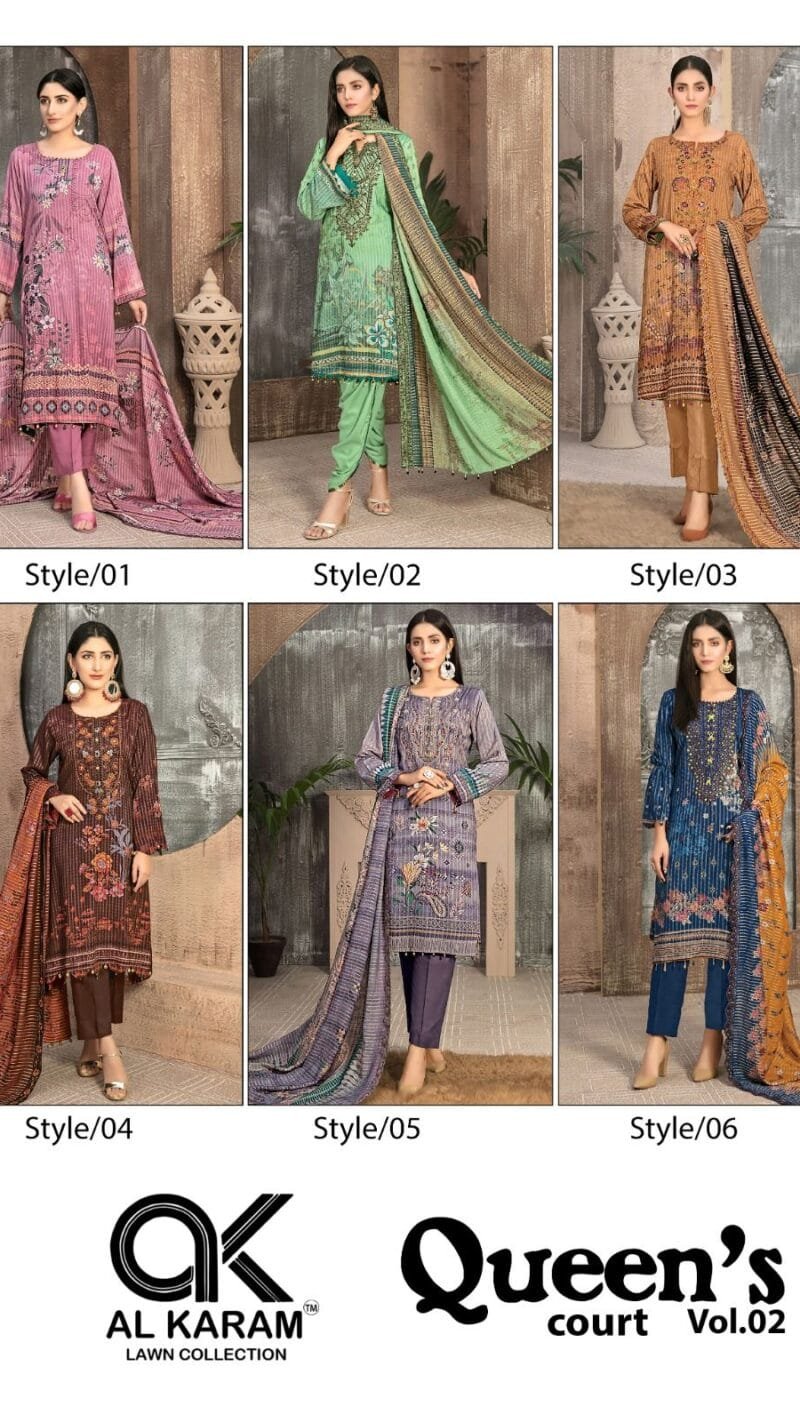 Queen’s Court Vol 2 Al Karam Wholesale Cotton Dress Material