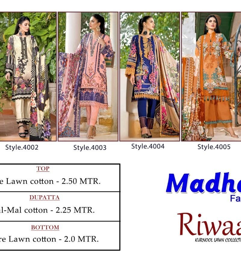 Riwaaz Vol 4 Madhav Fashion Wholesale Cotton Dress Material