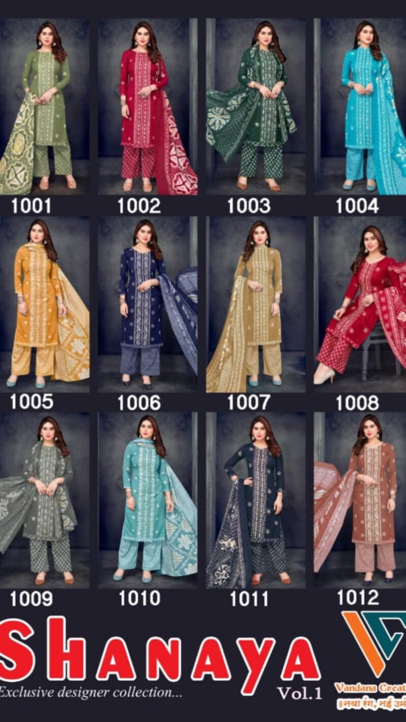 Shanaya Vol 1 Vandana Creation Wholesale Cotton Dress Material