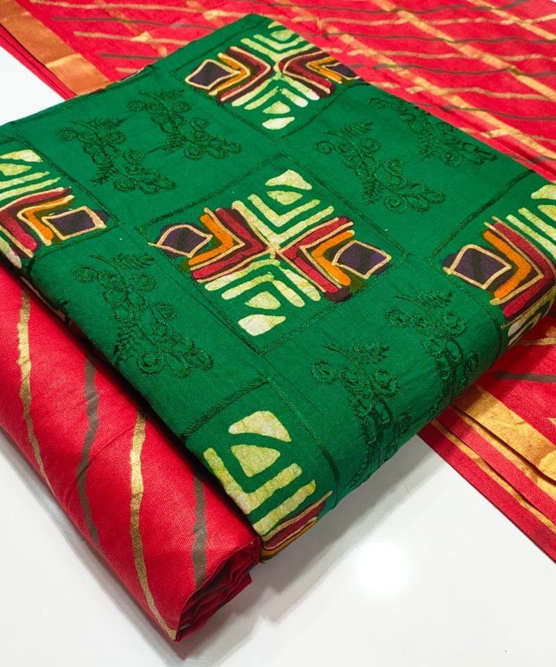 Wax Batik Leriyu Gold With Work Wholesale Cotton Dress Material