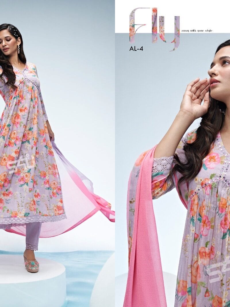 ALIA Spring Summer Readymade Digital Printed Mul Anarkali Sets