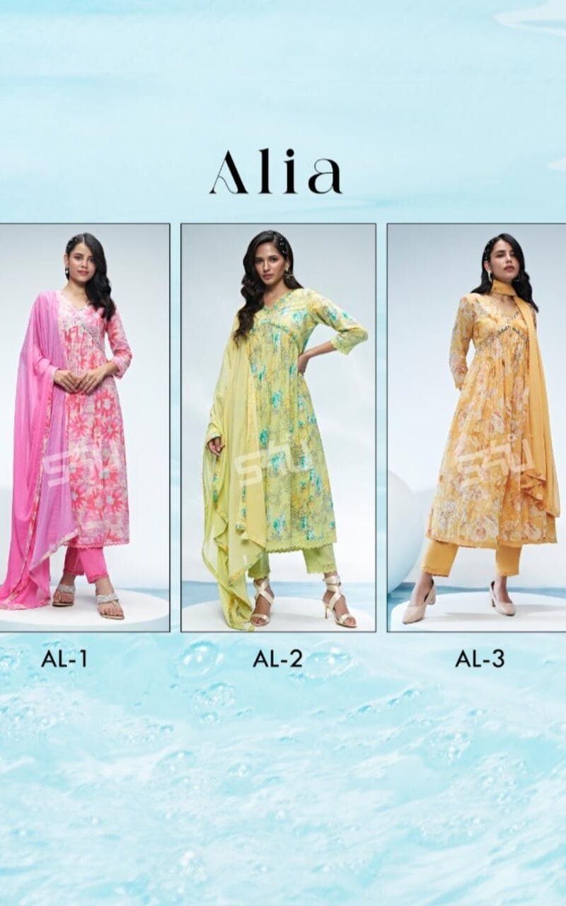 ALIA Spring Summer Readymade Digital Printed Mul Anarkali Sets