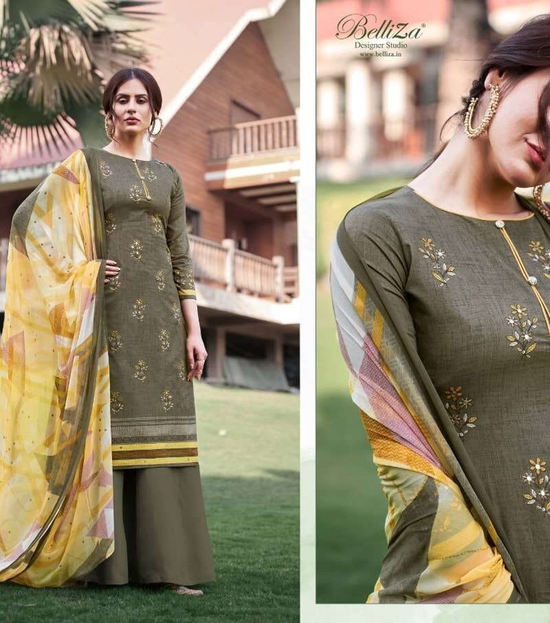 AMOGH Belliza Desiner Studio Premium Cotton Print With Mirror Handwork