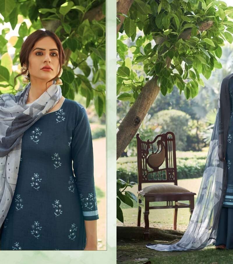 AMOGH Belliza Desiner Studio Premium Cotton Print With Mirror Handwork