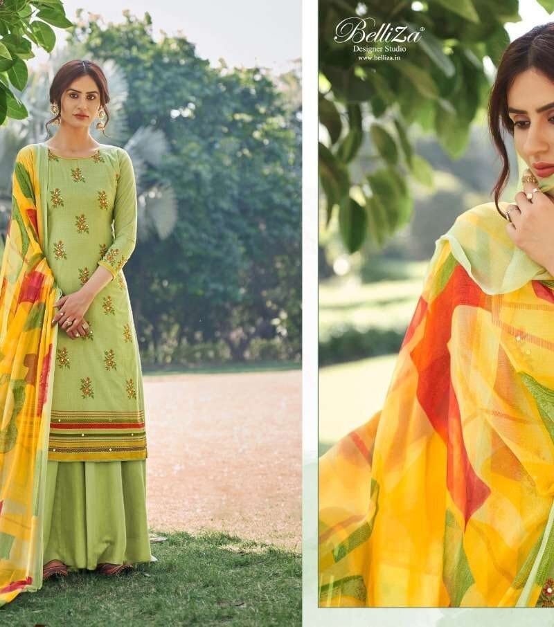 AMOGH Belliza Desiner Studio Premium Cotton Print With Mirror Handwork