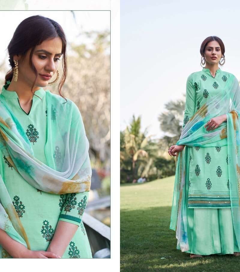 AMOGH Belliza Desiner Studio Premium Cotton Print With Mirror Handwork