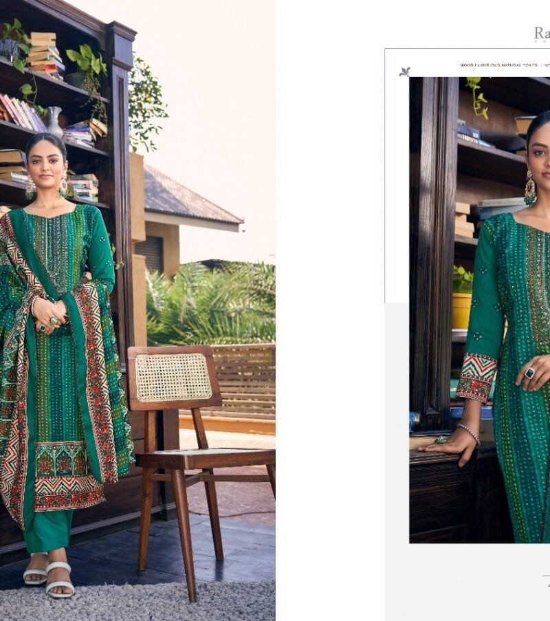 Aarohi Azara Cotton Slab Designer Print With Embroidery Work