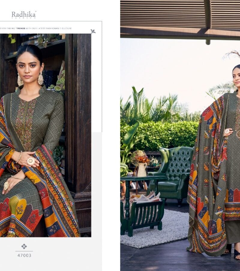 Aarohi Azara Cotton Slab Designer Print With Embroidery Work