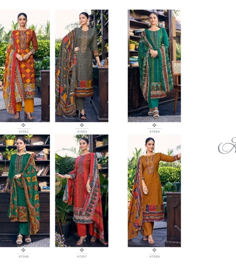 Aarohi Azara Cotton Slab Designer Print With Embroidery Work