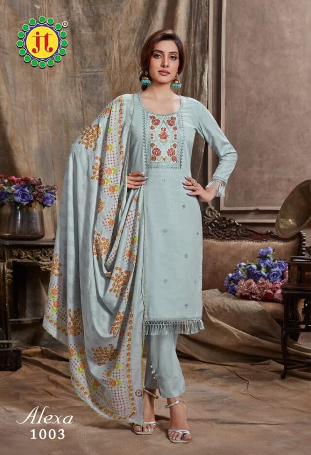 Alexa Jt Pure Heavy Cotton With Embroidery Work