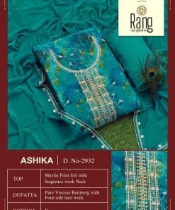 Ashika Rang Muslin Print Foil with Sequences Work