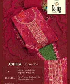 Ashika Rang Muslin Print Foil with Sequences Work