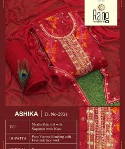 Ashika Rang Muslin Print Foil with Sequences Work