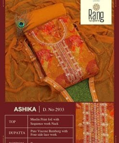 Ashika Rang Muslin Print Foil with Sequences Work