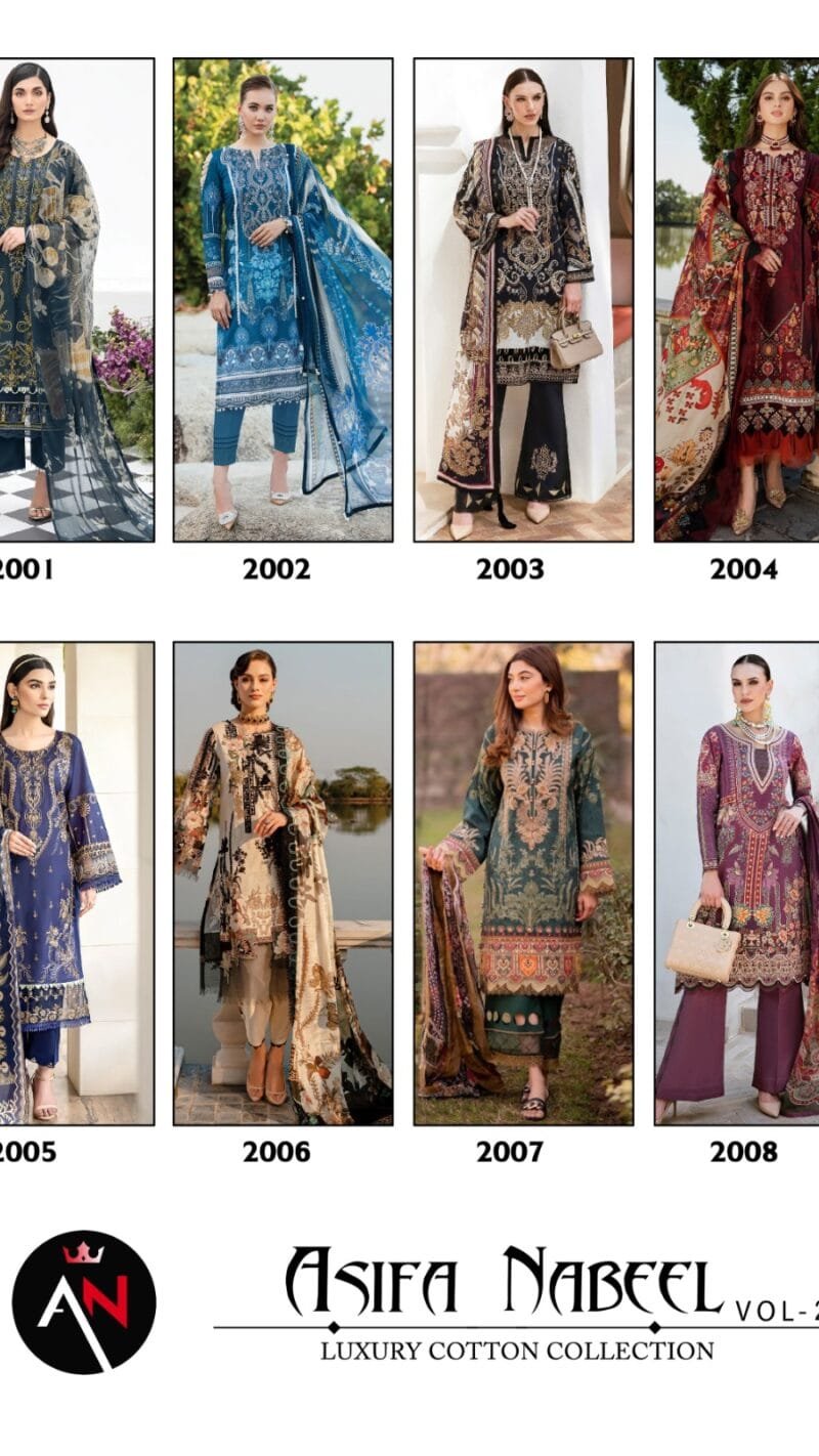 Asifa Nabeel Vol 2 Pure Cotton Collection With Mal Mal Dupatta