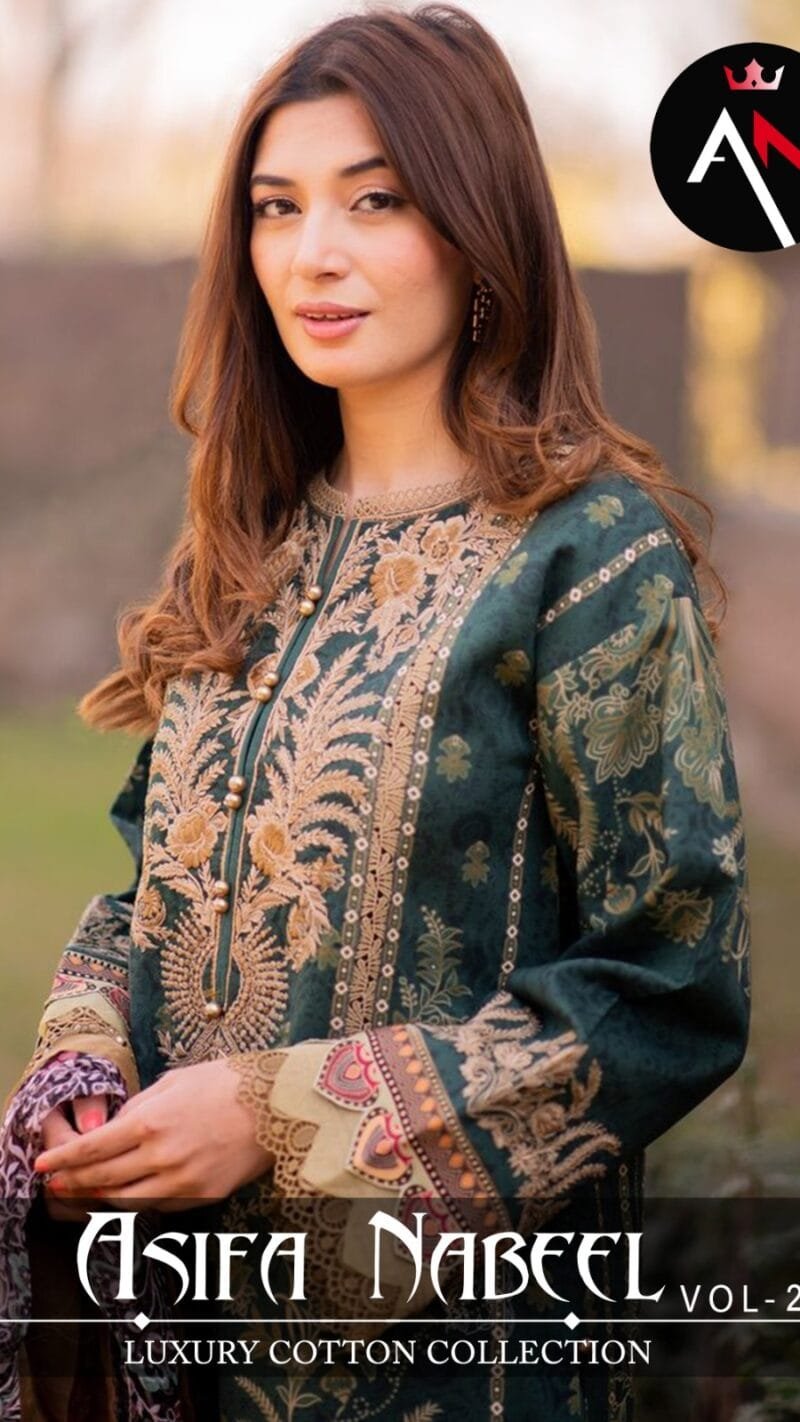 Asifa Nabeel Vol 2 Pure Cotton Collection With Mal Mal Dupatta