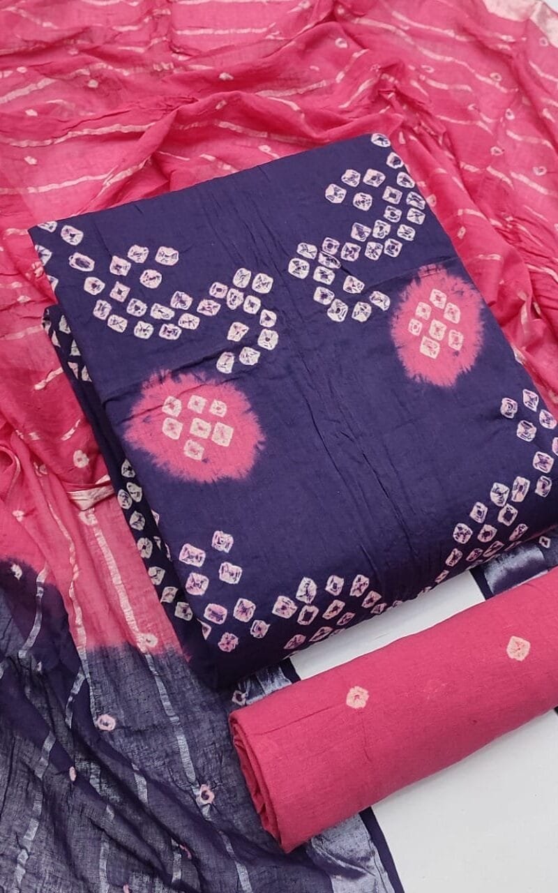 Buy Pure Cotton Hand Bandhej Wholesale Dress Material