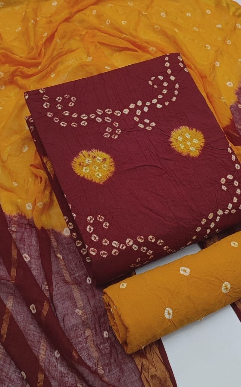 Buy Pure Cotton Hand Bandhej Wholesale Dress Material